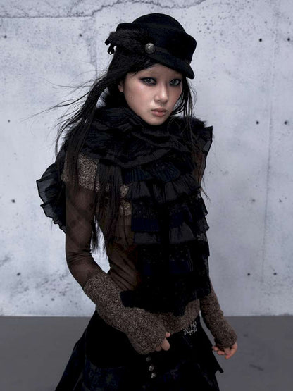 Court Lace Layering Furry Scarf【s0000014932】