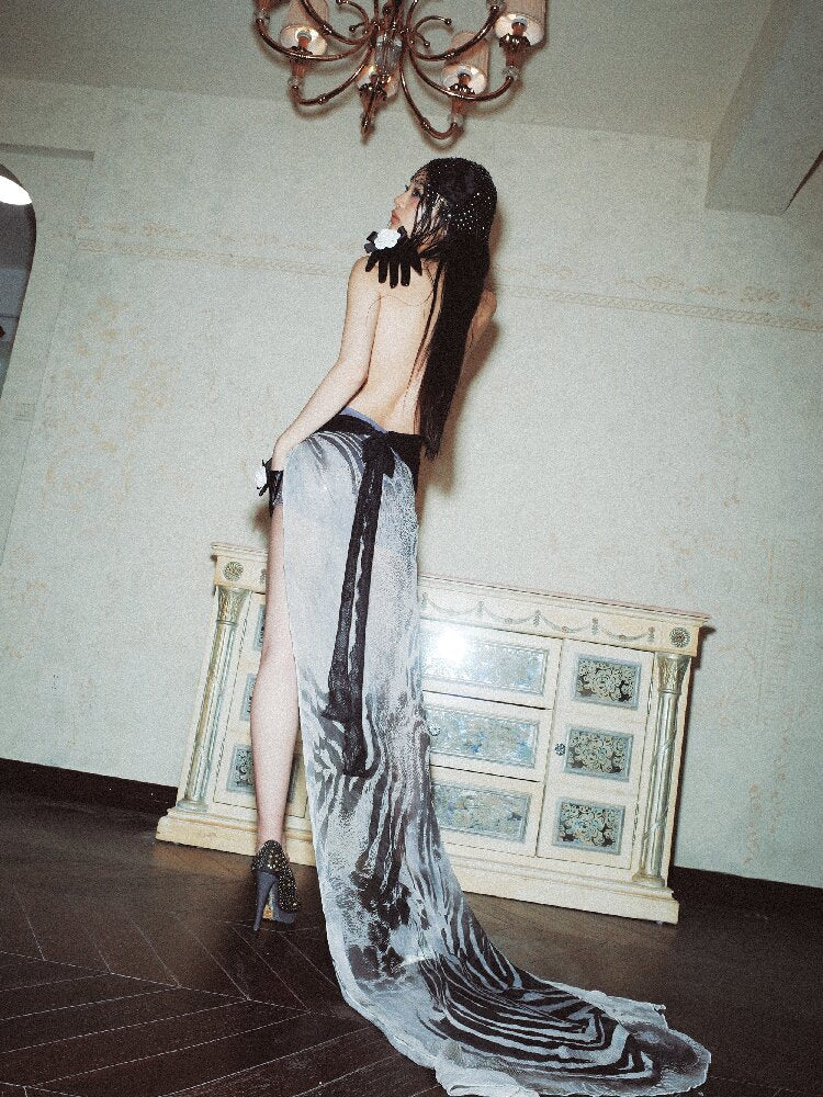 Silk Zebra Print Halter Vest【s0000017664】