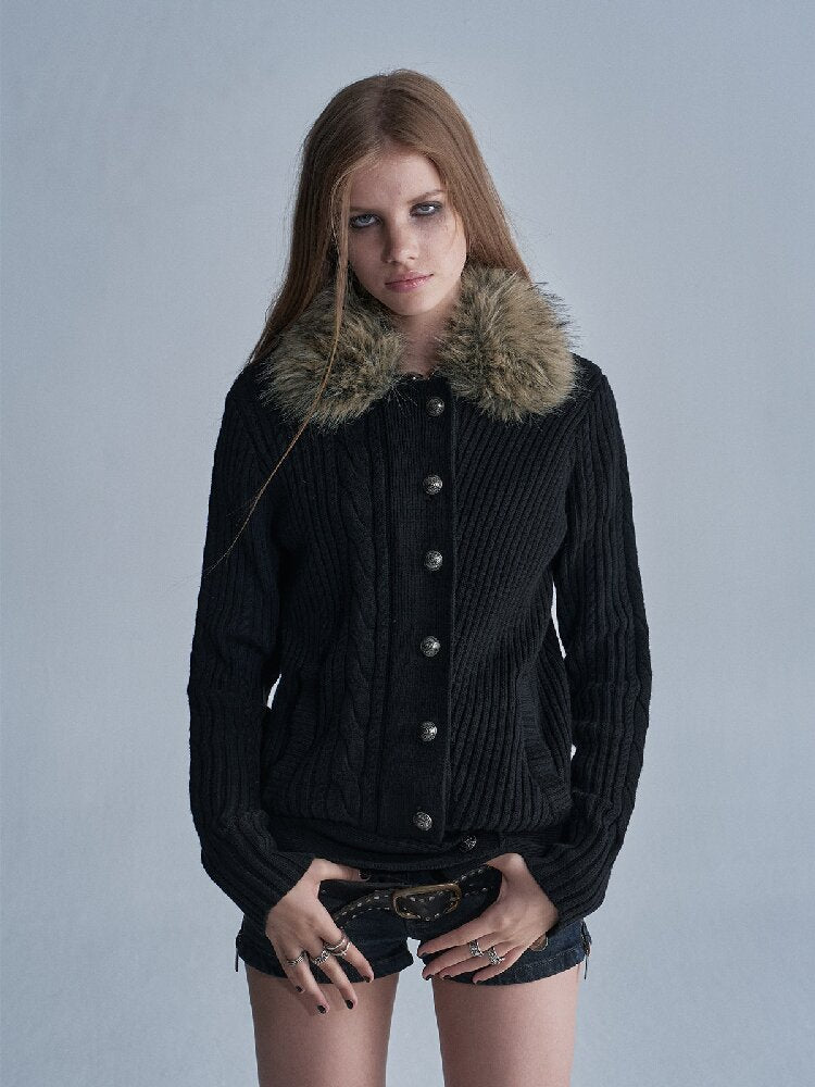 Asymmetrical Knit Wool Zipper Jacket【s0000019091】