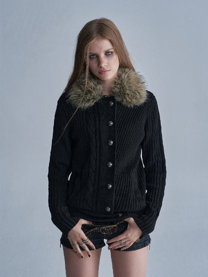 Asymmetrical Knit Wool Zipper Jacket【s0000019091】