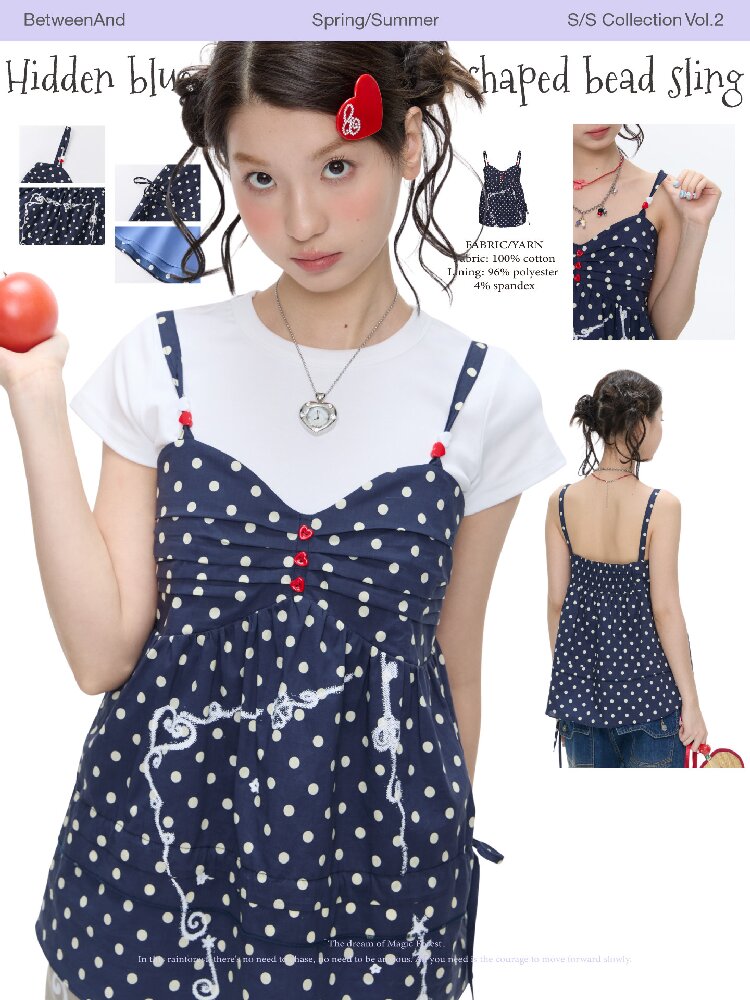 Summer Navy Blue Polka Dot Top【s0000016395】