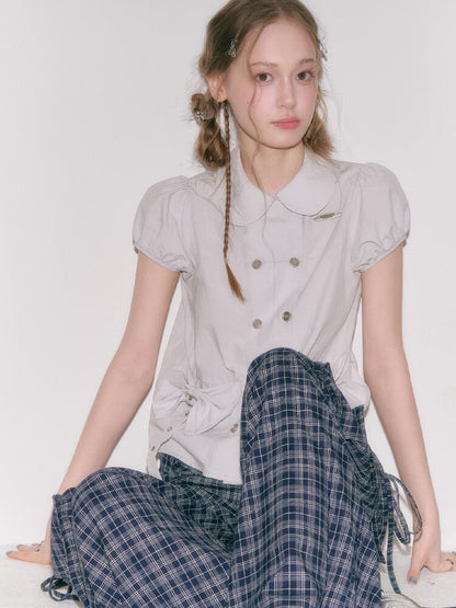 Bow Puff Sleeve Doll Collar Shirt【s0000016610】