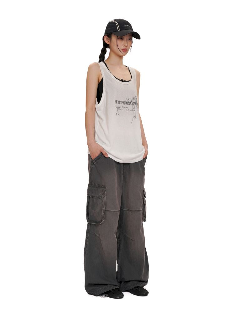 Loose work style sleeveless undershirt tops【s0000012502】