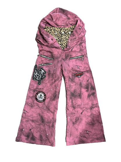 Punk double-waisted pink pants【s0000011686】