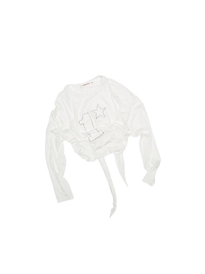 스터드 둥근 목이 긴 소매 티셔츠 [S0000011610]