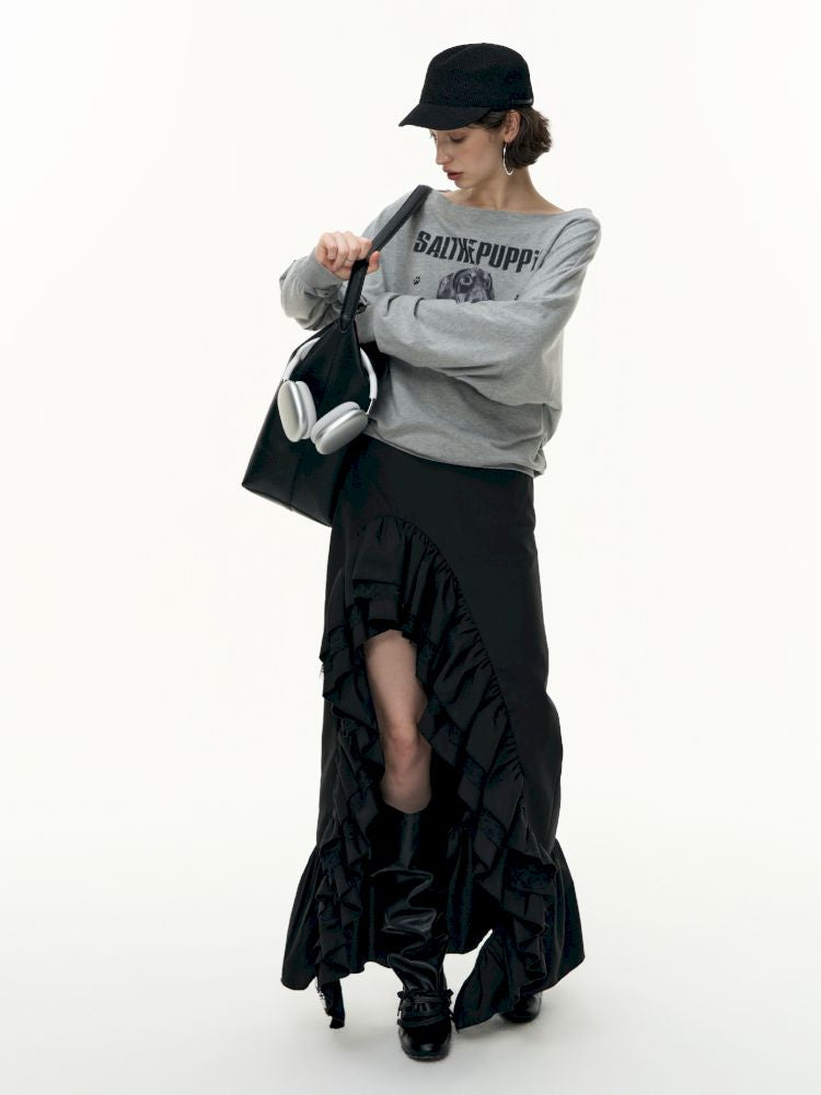 Irregular ruffled half-body skirt【s0000013746】