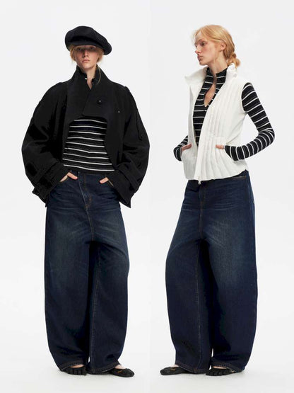 Vintage Yellow Mud Distressed Wide-Leg Jeans【s0000014873】