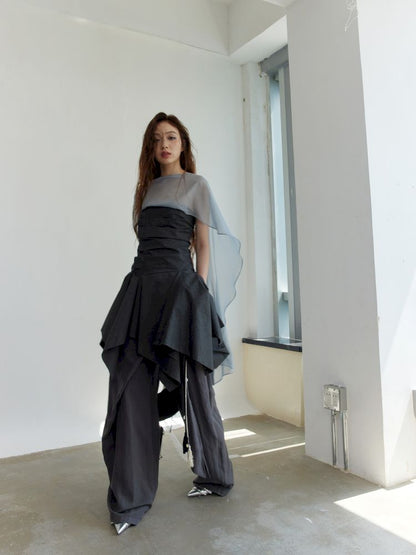 Pleated Irregular Hem Sheath Tank Top【s0000013220】