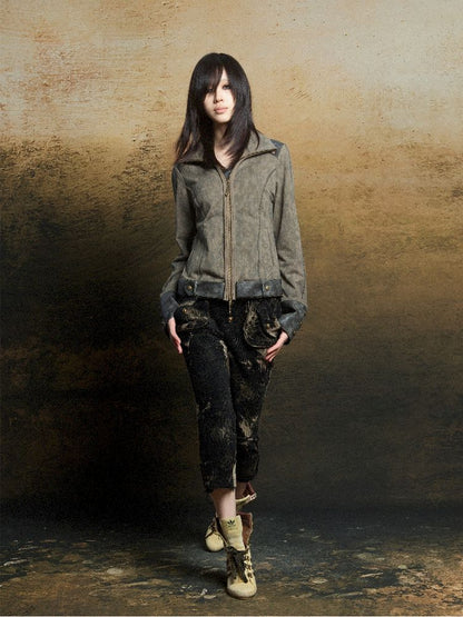 Skeleton Patchwork PU Sweatshirt 【s0000011803】