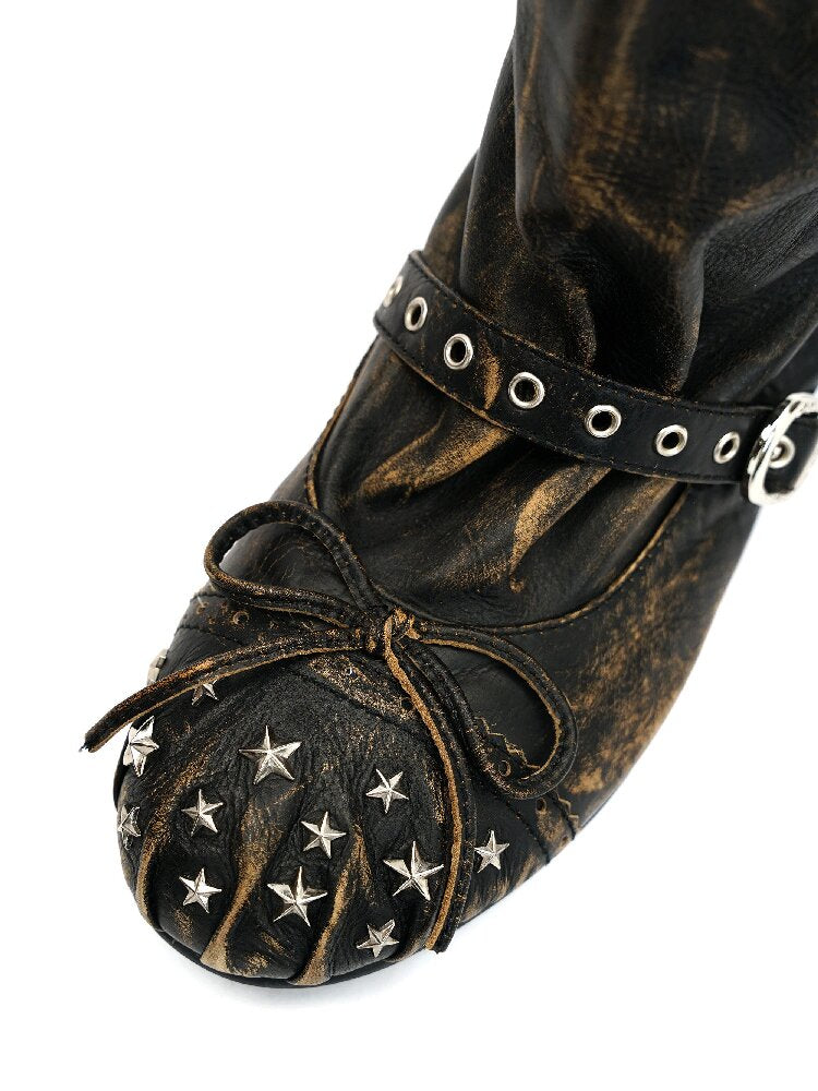 Baroque Punched Star Stack Boots【s0000016130】