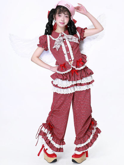 Retro Red Plaid Trousers【s0000012192】