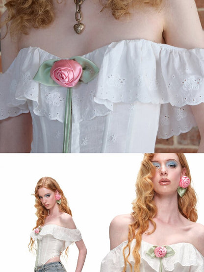 Fishbone Jacquard Rose Corset Top【s0000016907】