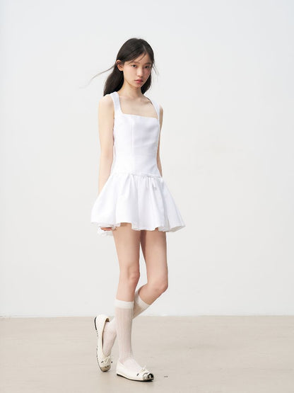 Bowknot Waisted A-line Puffy Short Dress【s0000011957】
