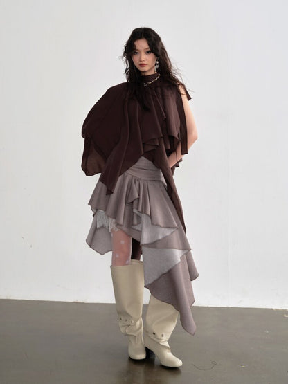 Off Shoulder Lace Up Cape Camisole【s0000015695】