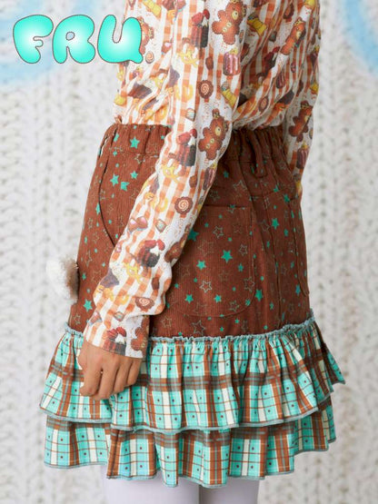 Brown Corduroy Wings Fall Winter Skirt【s0000014848】