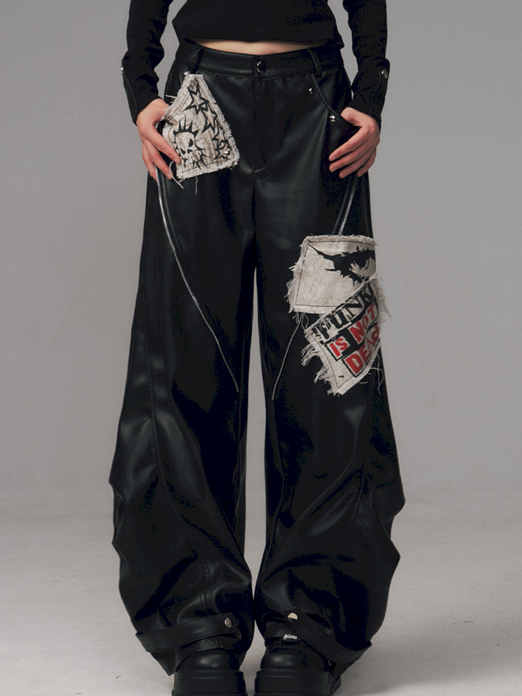 Studded Loose Curved-Leg Pants【s0000014455】