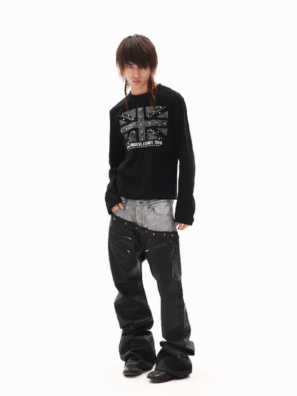 Sparkle Slogan Shoulder Long-Sleeve T【s0000018349】