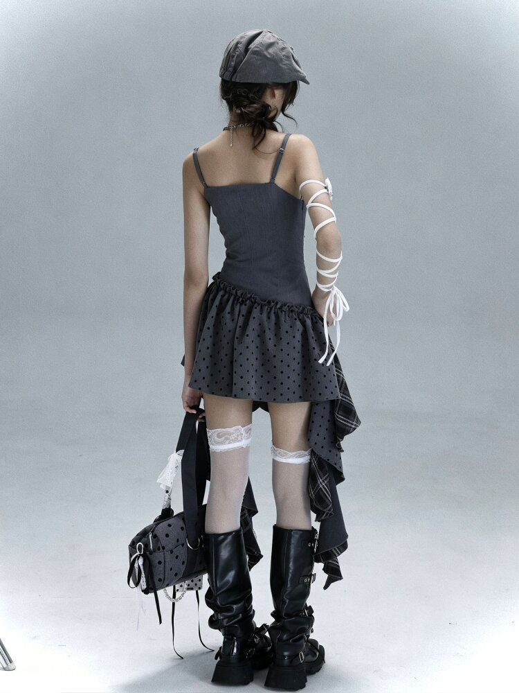 Polka Dot Plaid Stitching Dress【s0000016724】