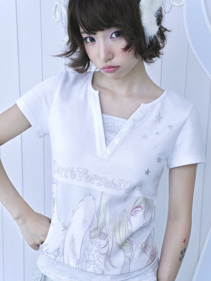 Dreamcore Angel Silver Fake T-Shirt【s0000016544】