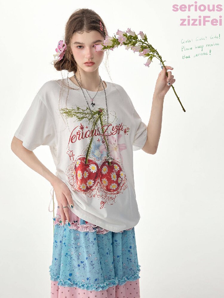 Daisy Cherry Vintage T Shirt【s0000017264】