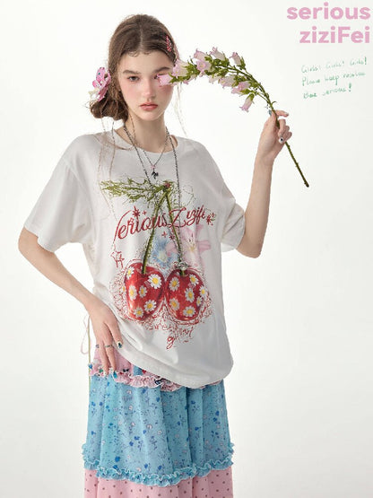 Daisy Cherry Vintage T Shirt【s0000017264】