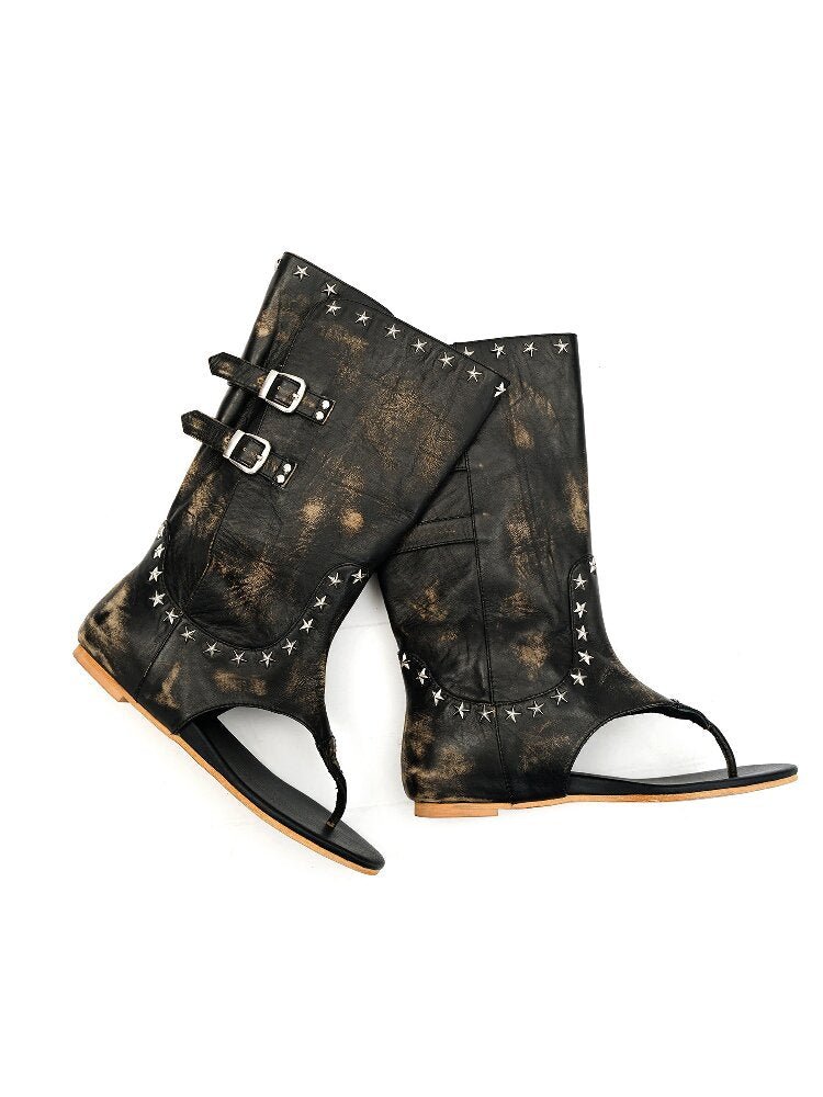 Cowhide Star Nail Herringbone Boot【s0000016439】