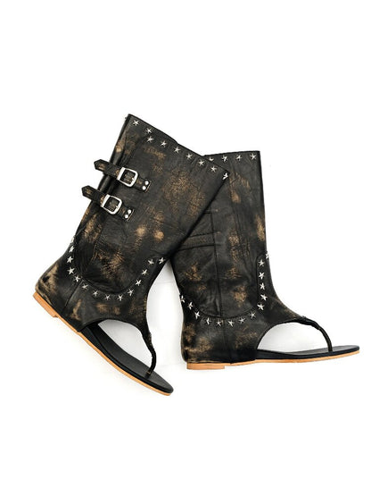 Cowhide Star Nail Herringbone Boot【s0000016439】