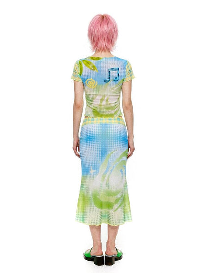 Mesh Short Sleeve Mermaid Dress【s0000017518】