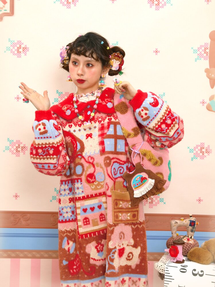 Pink Polar Fleece Lambswool Tote【s0000015576】