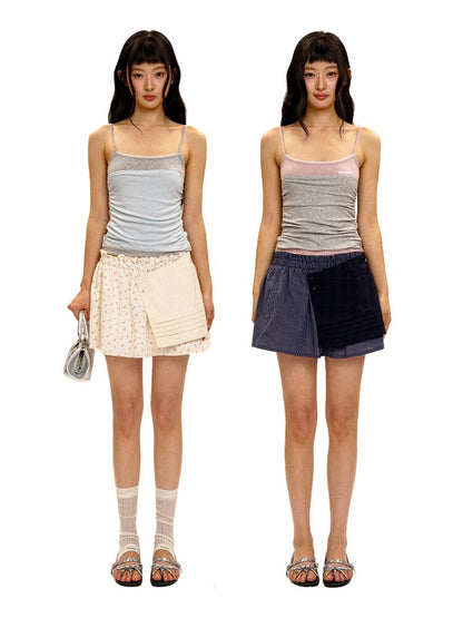 Tencel Linen Faux Two Piece Top【s0000017419】
