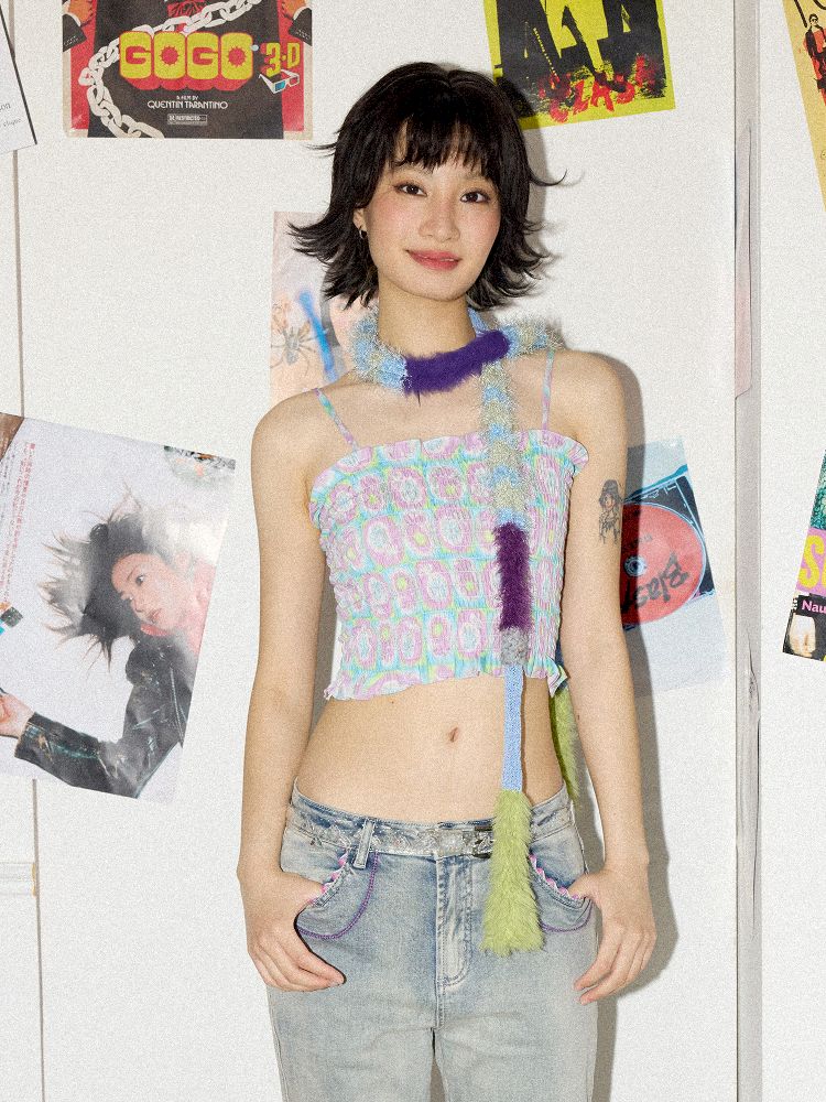 Patchwork weenie thin scarf【s0000012286】