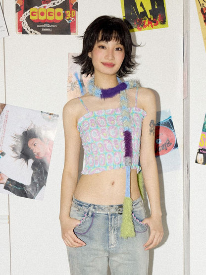 Patchwork weenie thin scarf【s0000012286】