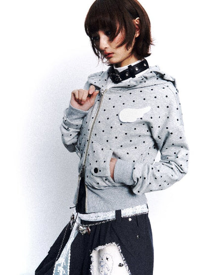Light Asian Polka Dot Hooded Sweatshirt【s0000015972】