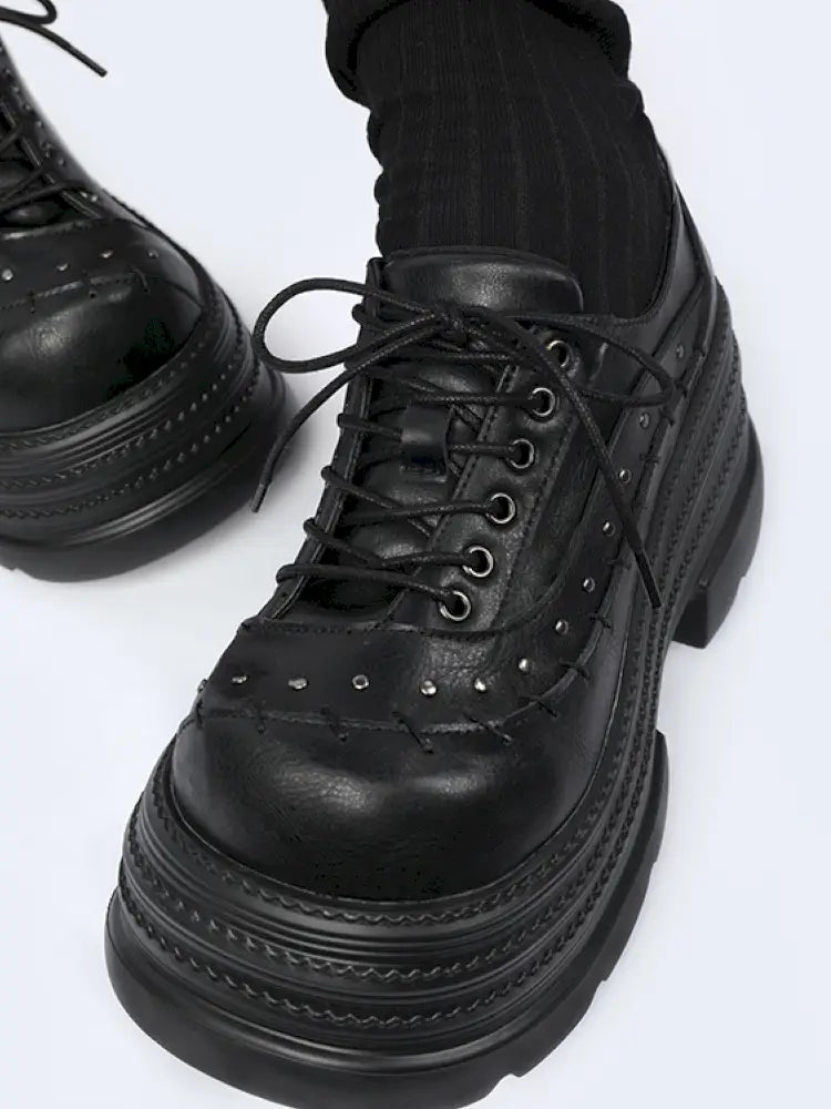 Gothic-Style Lace-Up Square-Toe Shoes【s0000014183】