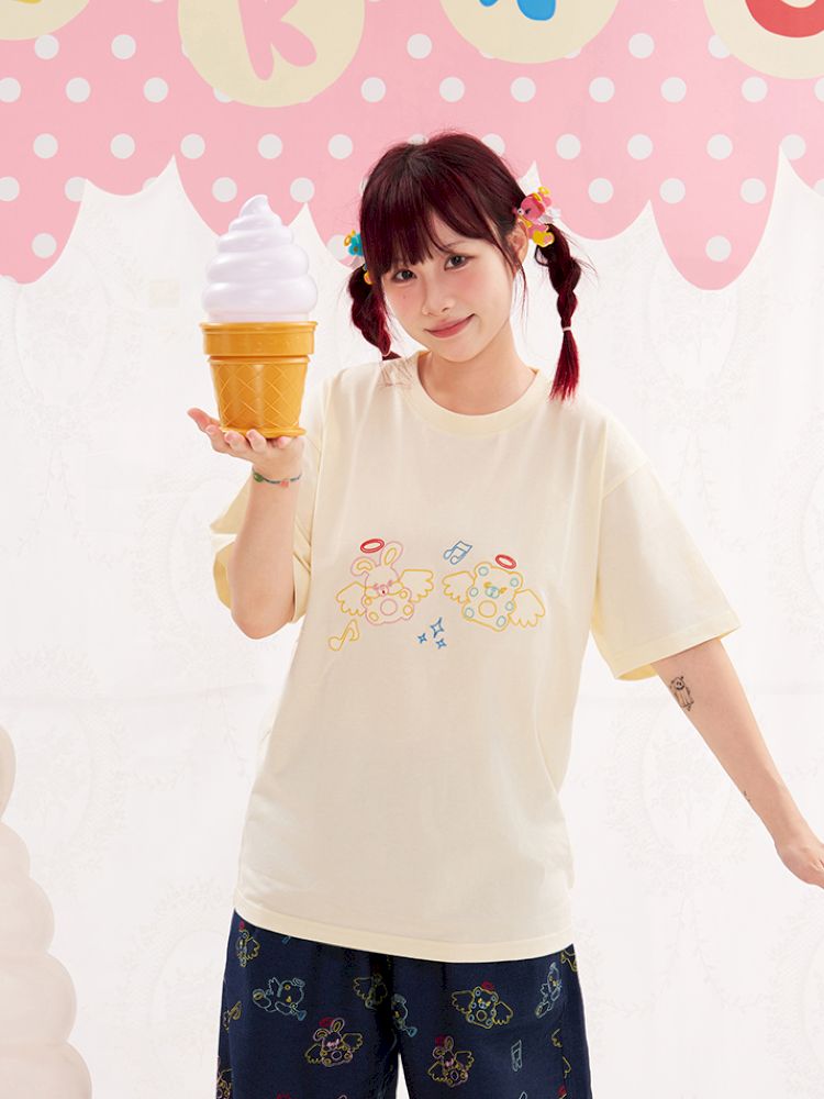 Animal Angel Embroidered T-Shirt【s0000013183】