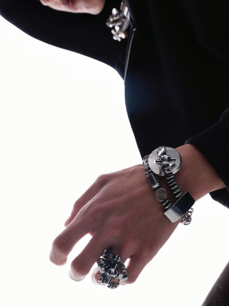Heavy Beaded Futuristic Bracelet【s0000018840】