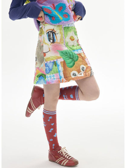 Colorful Childish Collage Printed Half Skirt【s0000010516】