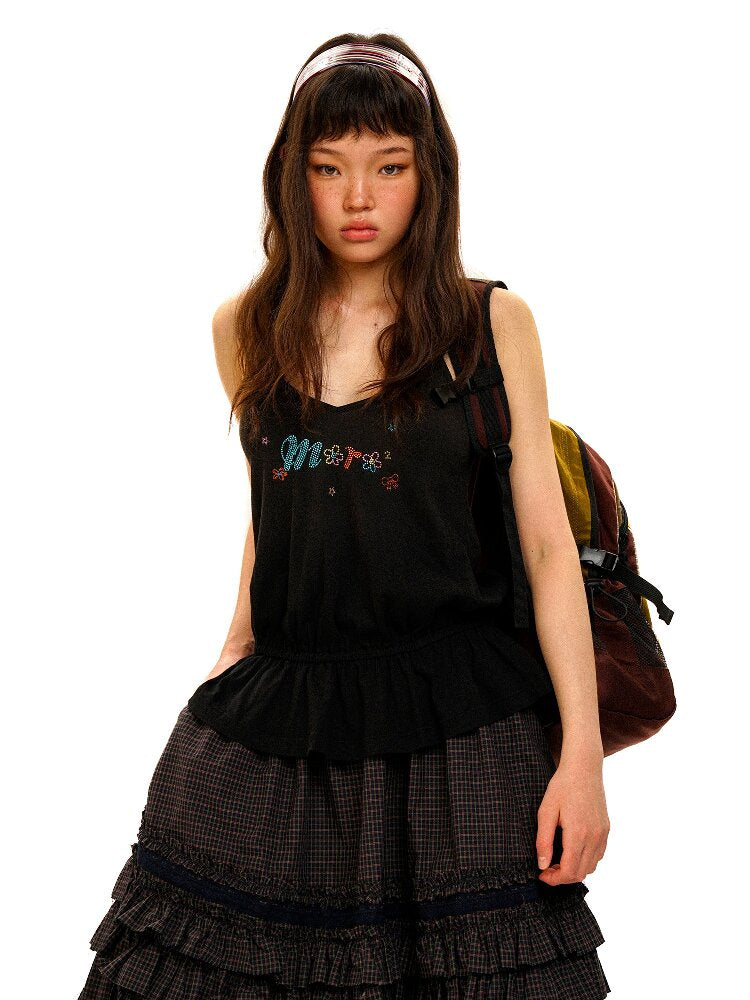 Floral Rhinestone Pleated Suspender【s0000017429】