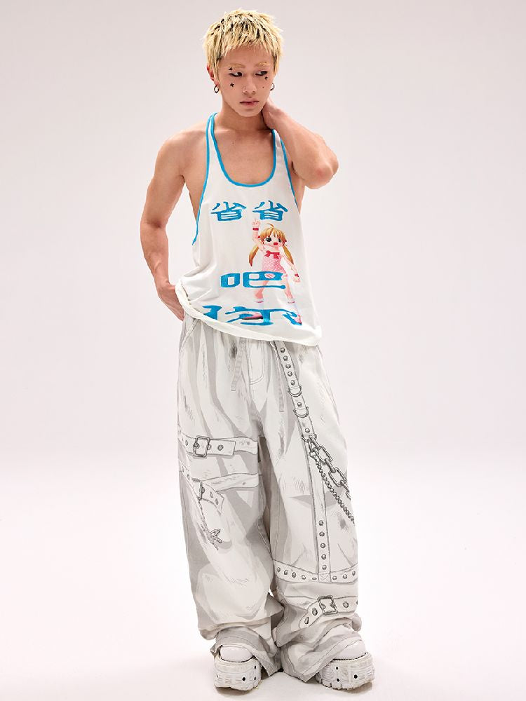 Hand-painted Printed Jeans【s0000011800】