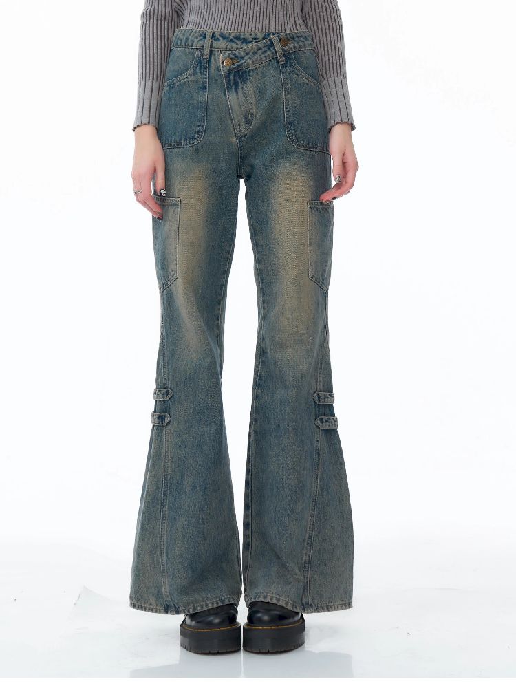 Straight Wide Leg Washed Jeans【s0000011489】