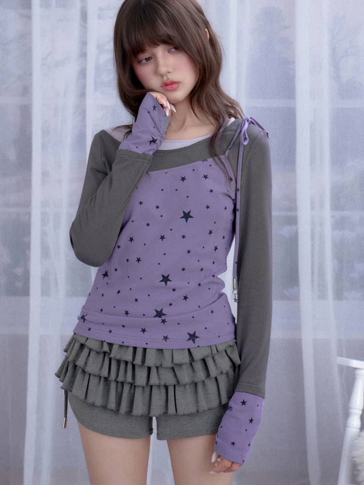 Fake three-piece star top T-shirt【s0000014366】