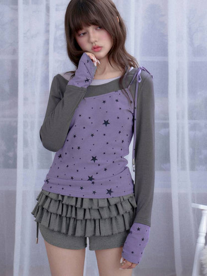 Fake three-piece star top T-shirt【s0000014366】