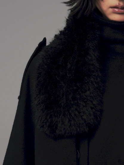 Dark Wool Double-Breasted Coat【s0000014451】