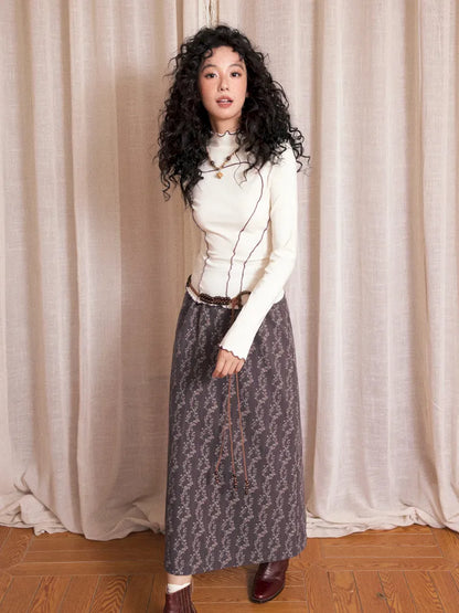 Retro-inspired versatile print maxi skirt【s0000013992】