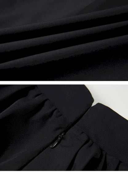 Wide-Skirted Pleated Midi Skirt【s0000014083】