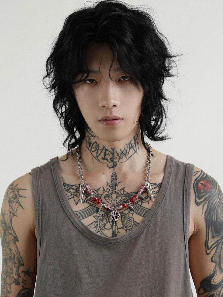 Handmade Y2K Punk Beaded Necklace【s0000018966】