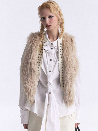 Heavy Rivet Gradient Fur Vest【s0000015389】