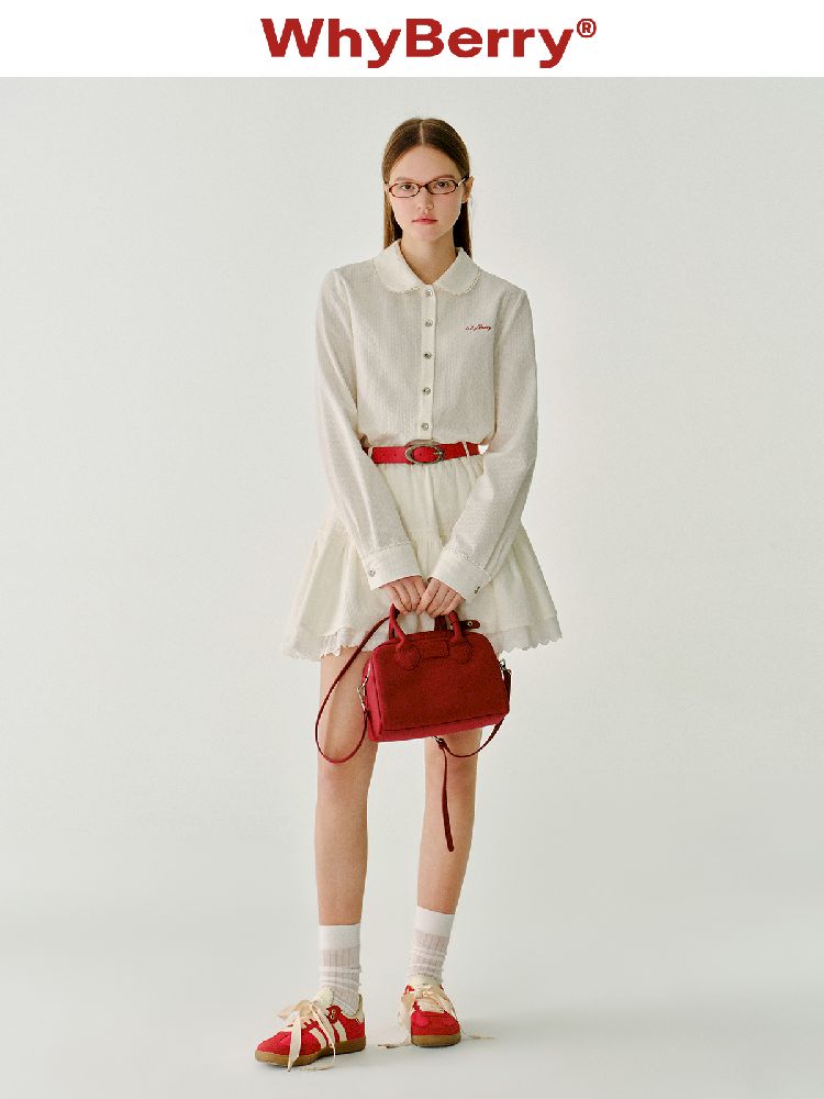 Doll Collar Solid Color Bow Flutter Shirt【s0000011963】