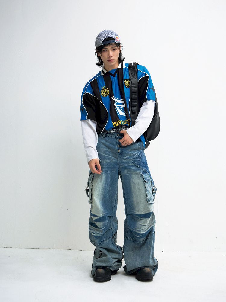 PLEATED WIDE LEG JEANS [S0000010450]