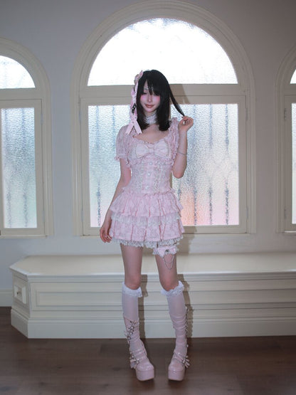 Heavy Craft Pearl Bow Cake Dress【s0000017522】